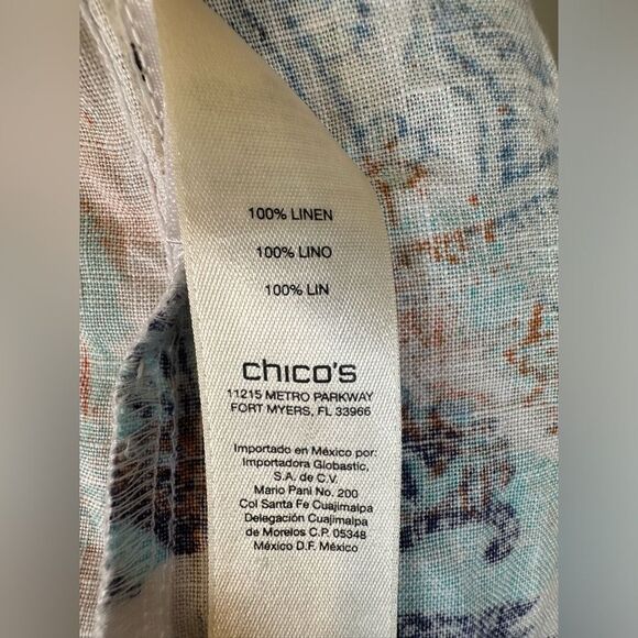 Francesca Paisley Print Open Front 100 % Linen Jacket Size L - Picture 8 of 9